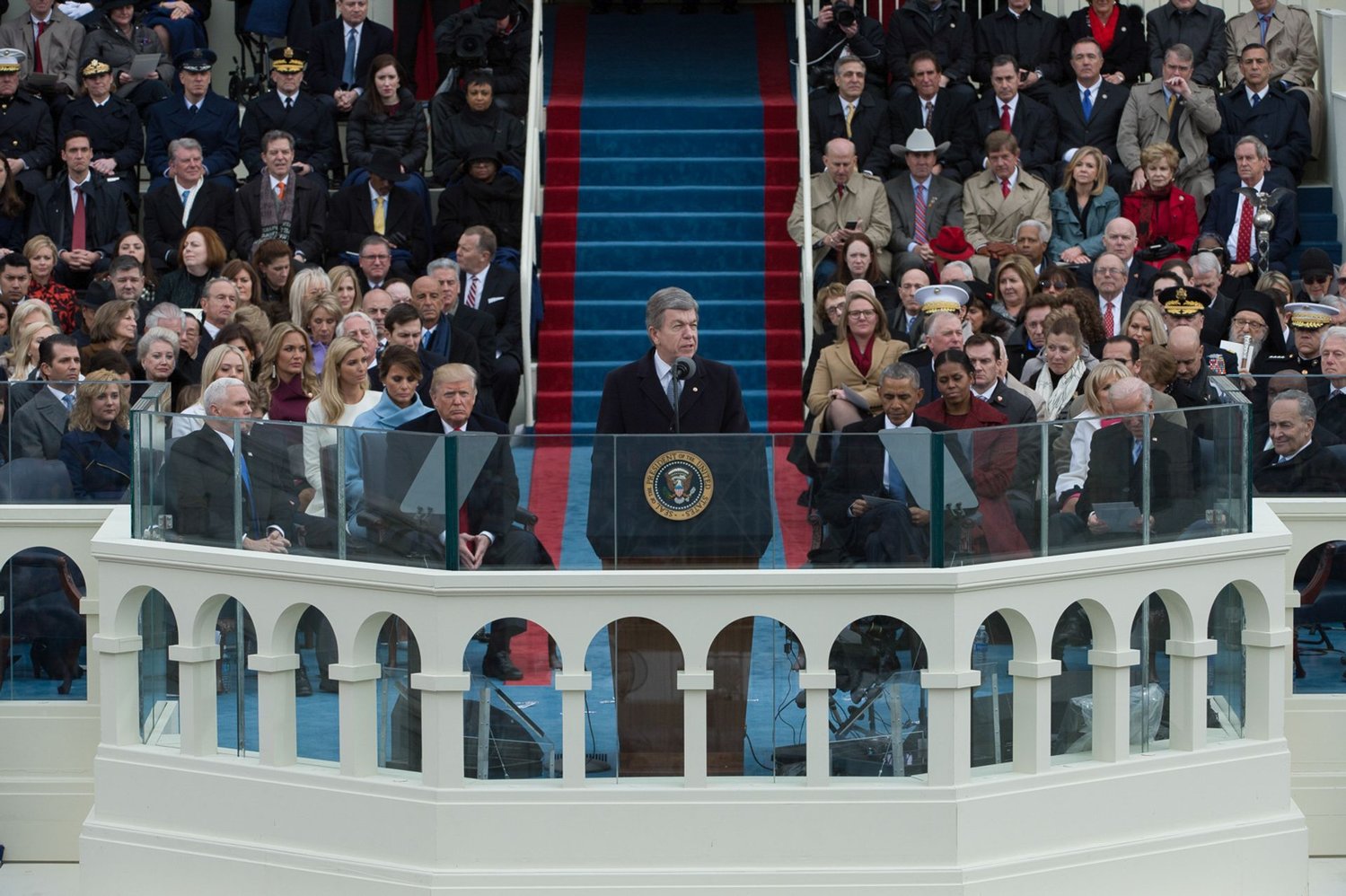 Blunt served as master of ceremonies for two inaugurations, including President Donald Trump's in 2017 (pictured) and President Joe Biden's in 2021.